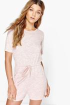 Boohoo Lois Casual Relaxed Fit Knitted Playsuit Nude