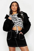 Boohoo Plus Tiger Print Tie Front Crop T-shirt