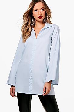 Boohoo Exaggerated Sleeve Shirt Blouse