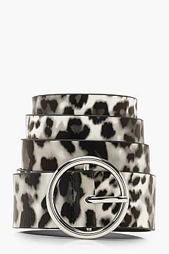 Boohoo Mono Leopard Circle Ring Belt