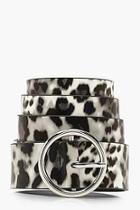 Boohoo Mono Leopard Circle Ring Belt
