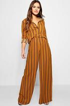 Boohoo Petite Stripe Chiffon Co-ord Trousers