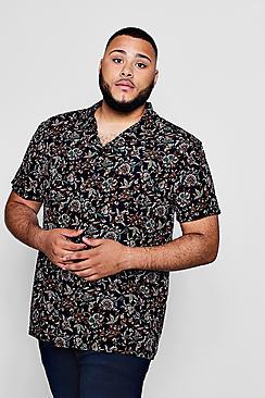 Boohoo Big And Tall All Over Floral Print Revere Shirt