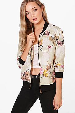 Boohoo Vanessa Floral Print Bomber