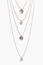 Boohoo Paige 4 Layer Coin Charm Necklace Silver