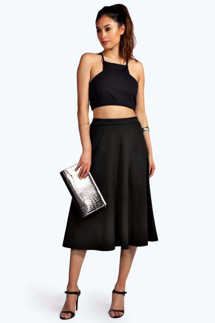 Boohoo Arianna Plain Full Circle Midi Skirt Black