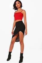Boohoo Hayley Crepe Super Split Asymetric Mini Skirt