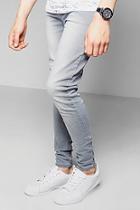 Boohoo Grey Washed Denim Jeans In Super Skinny Fit