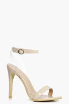 Boohoo Bethany Skinny Strap 2 Part Heels Nude