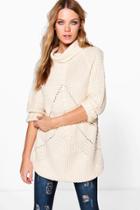 Boohoo Natasha Pointelle Aran Jumper White