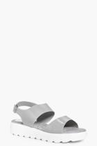 Boohoo Ellie Cleated Two Part Flat Sandals Grey