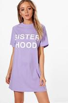 Boohoo Tanya Sisterhood Slogan T-shirt Dress