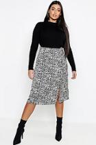 Boohoo Plus Satin Leopard Split Skirt
