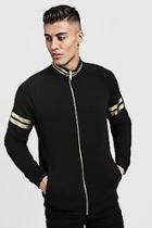 Boohoo Man Gold Zip Funnel Neck Top With Rib