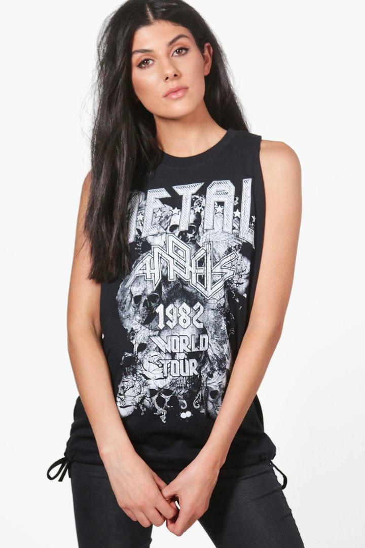 Boohoo Sophia Sleeveless Drawstring Band Tee Multi