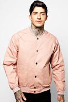 Boohoo Cotton Bomber With Popper Buttons Pink