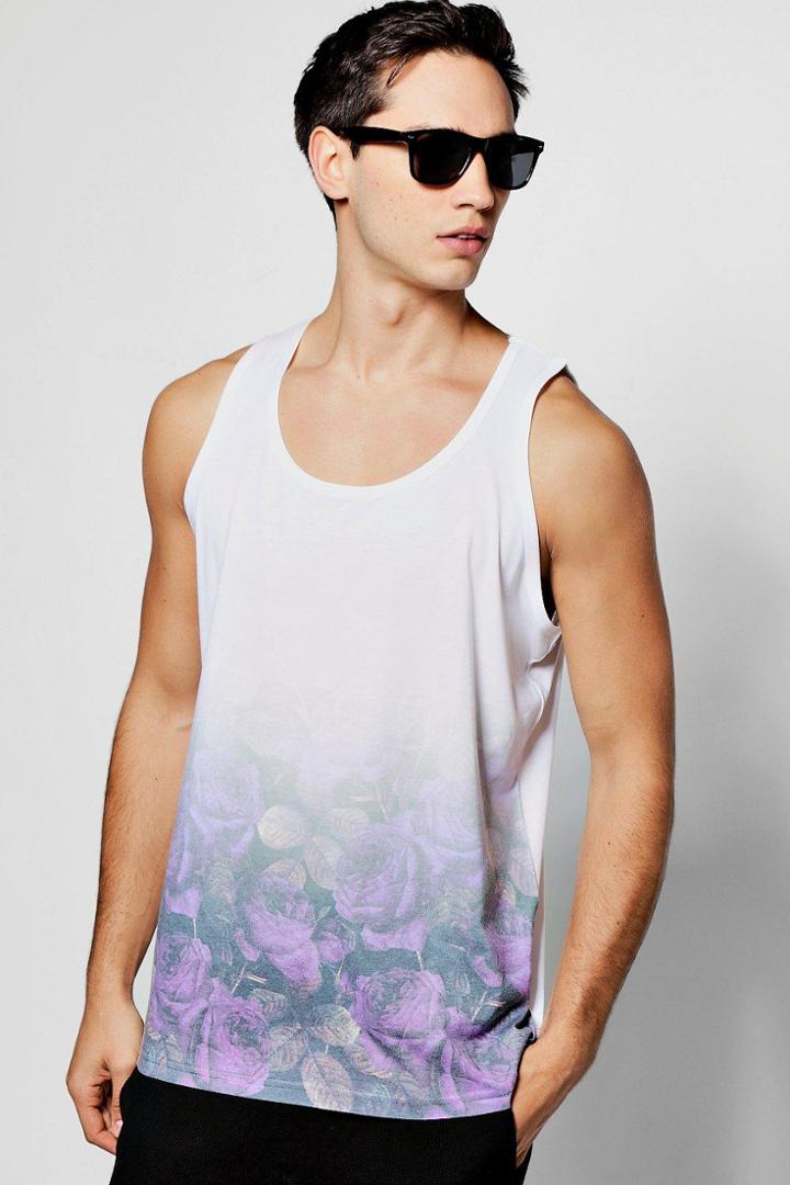 Boohoo Rose Faded Sublimation Tank Top Purple