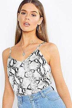 Boohoo Snake Print Strappy Woven Cami