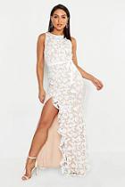 Boohoo Lace Ruffle Split Maxi Dress