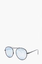 Boohoo Blue Shine Black Round Glasses