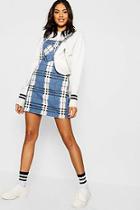 Boohoo Mock Horn Button Checked Pinafore