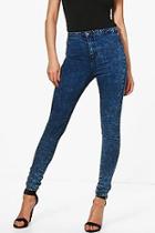 Boohoo Lara High Rise Acid Wash Tube Jeans