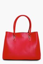 Boohoo Hannah Metal Detail Tote Red