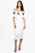 Boohoo Judy Off Shoulder Applique Midi Dress