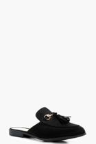 Boohoo Martha Tassel Trim Mule Loafer Black