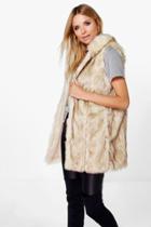 Boohoo Boutique Erin Vintage Faux Fur Hooded Gilet Cream