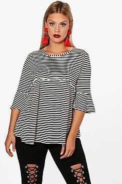 Boohoo Plus Louise Stripe Smock Top