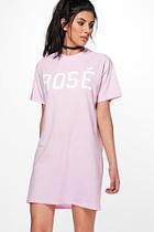 Boohoo Aleesha Rose Slogan T-shirt Dress