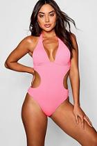 Boohoo Thailand Textured Cut Out Swimsuit