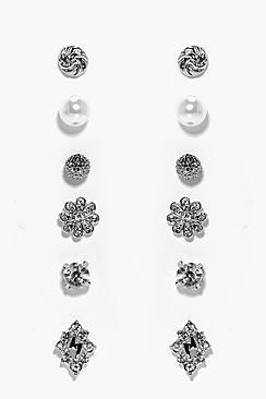 Boohoo Nina Diamante Stud Earring Set