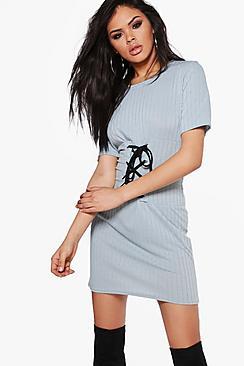 Boohoo Tia Corset T-shirt Rib Knit Dress