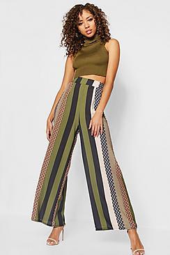 Boohoo Bohemian Print Wide Leg Trousers