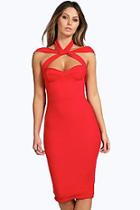 Boohoo Rita Strappy Top Detail Midi Bodycon Dress