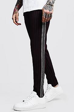 Boohoo Darted Pinstripe Taped Smart Jogger