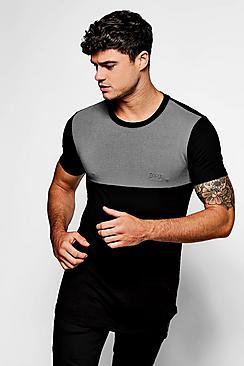 Boohoo Longline Man Muscle Fit Colour Block T-shirt