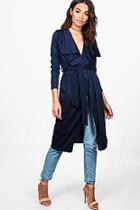 Boohoo Jenna Ponte Waterfall Belted Duster