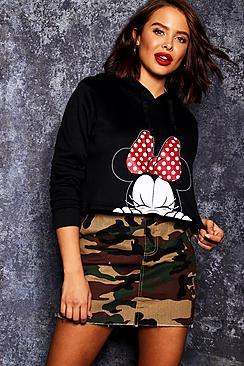 Boohoo Disney Minnie Peep Crop Hoodie