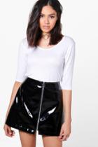 Boohoo Orla 3/4 Sleeve Wide Hem T-shirt White