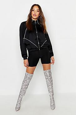 Boohoo Trico Panelled Oversize Zip Through Hoody