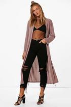 Boohoo Evie Midi Belted Knitted Duster Cardigan