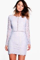 Boohoo Boutique Amie Crochet Lace Bodycon Dress Lilac