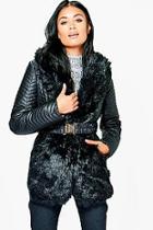 Boohoo Jessica Quilted Jacket With Faux Fur Collar