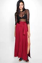 Boohoo Mila Obi Tie Thigh Split Full Maxi Skirt