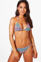 Boohoo Bali Animal Print Triangle Bikini