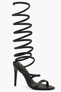 Boohoo Embellished Wrap Leg Heels