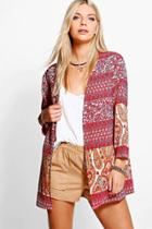 Boohoo Lola Paisley Kimono Wine